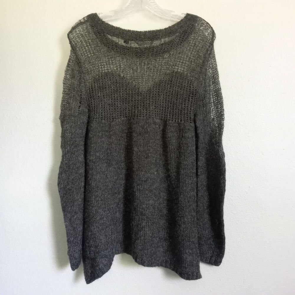 Guess Gray Mohair Pullover Sweater Slouchy Asymmetrical SZ S Long Sleeve Light